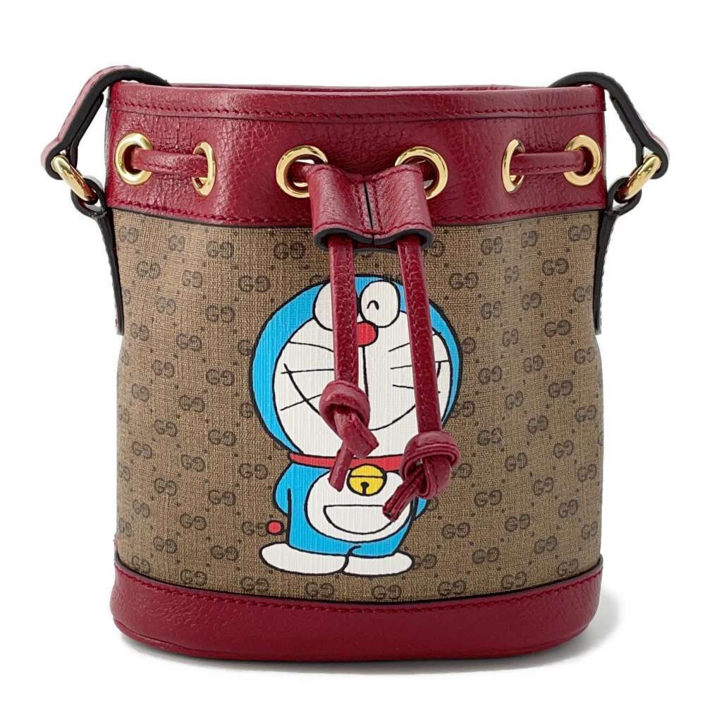 Gucci Shoulder Bag GG Supreme Canvas Baguette Doraemon